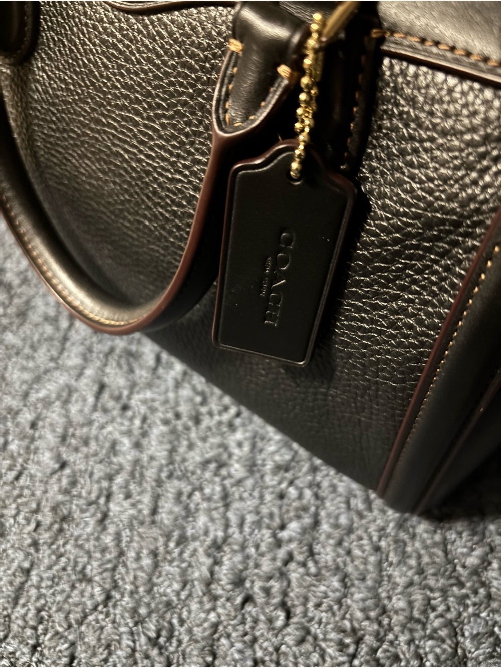 Coach Rowan Black Pebble Leather Satchel with Gold Hardware and Detachable Strap - Picture 10 of 10